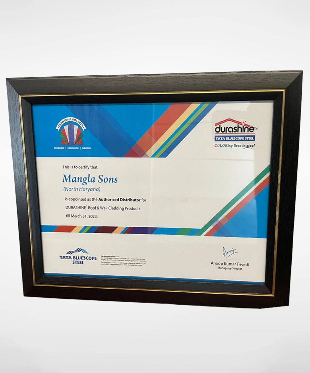 Authorised Distributor for Durashine till March 2023 (North Haryana) Durashine - Mangla Sons