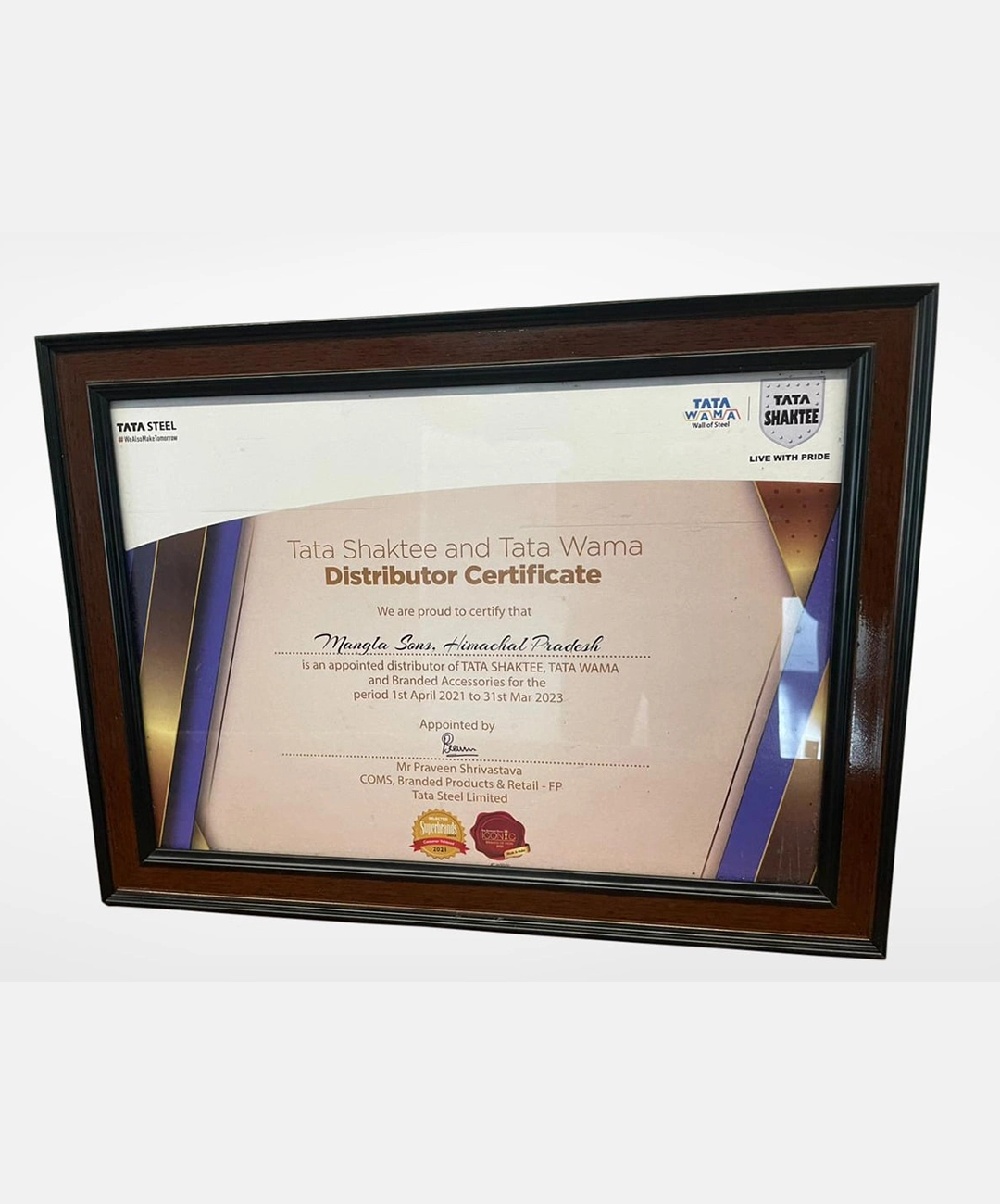 Distributor of TATA Shaktee till March 2023 (TATA Shaktee) - Mangla Sons