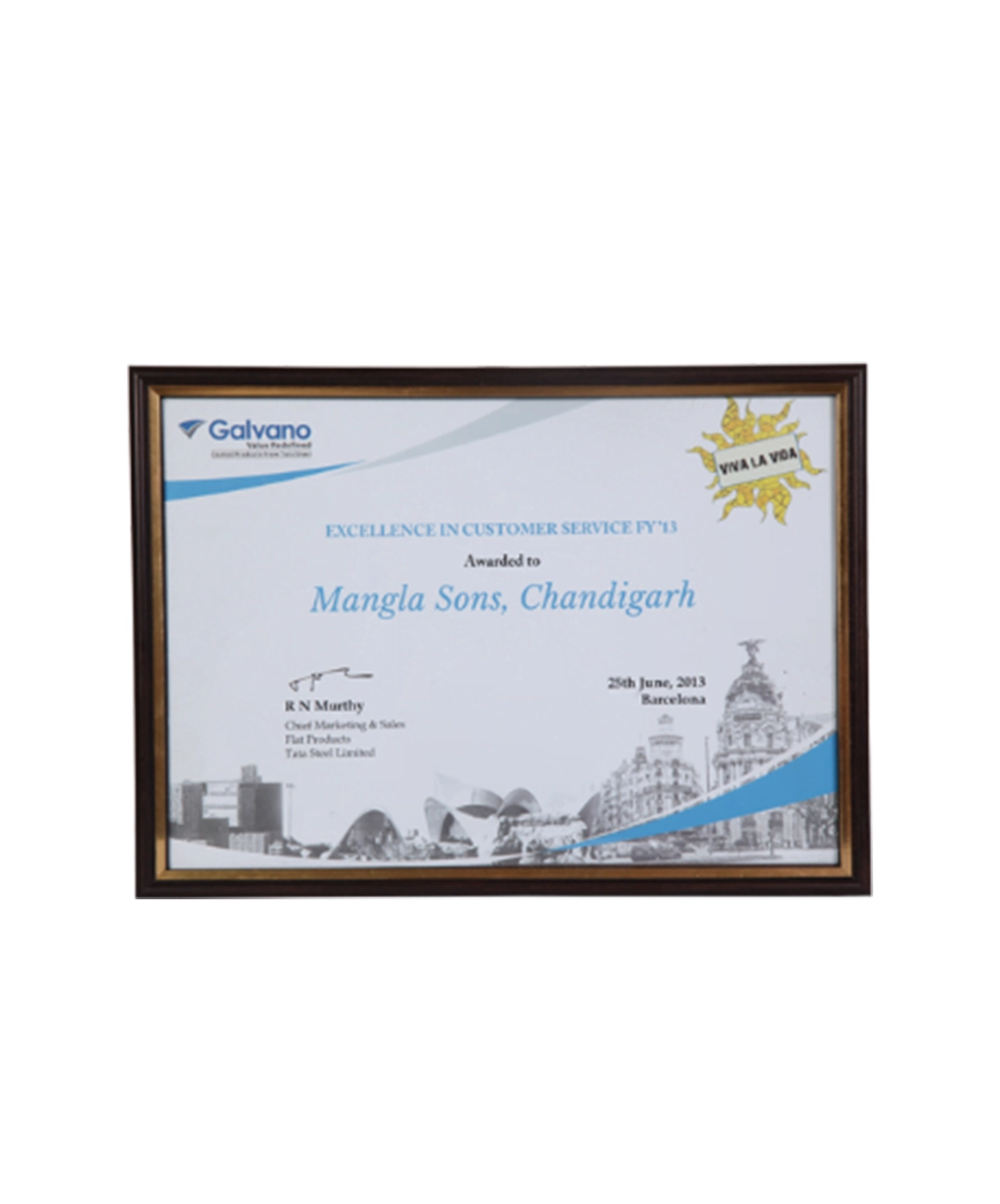 Excellence in Customer Service FY 13 ( Galvano) - Mangla Sons