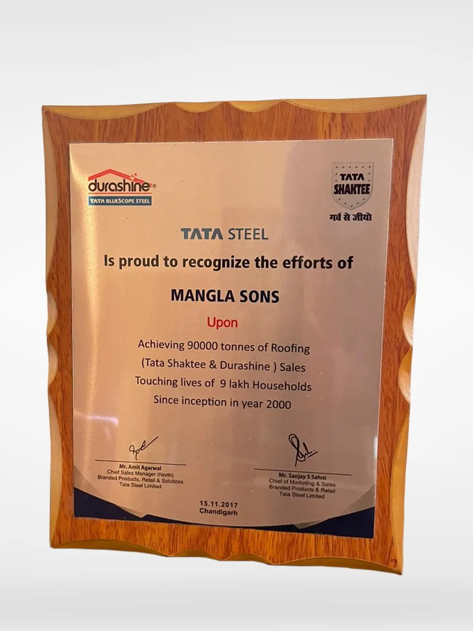 Achieving 90000 tonnes of Roofing sales (Durashine) - Mangla Sons